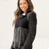 Women's Quilted Fuzzy Fleece Snap Placket Pullover