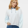 Women's Sueded Fleece Colorblocked Crop Hooded Sweatshirt